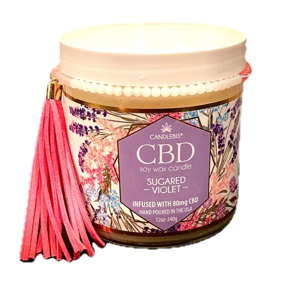 Candlebis CBD Soy Wax Candle  12 oz Hand Poured 80mg CBD - Picture 1 of 4